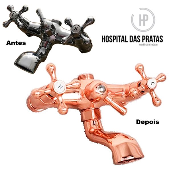 Misturador cobre antes e depois da restauração