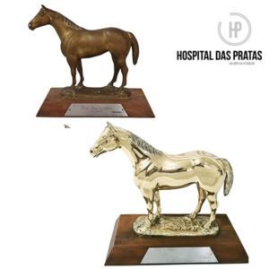 Cavalo antes e depois da restauração