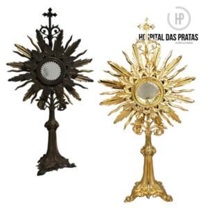Ostensório ouro restaurado de antes da restauração