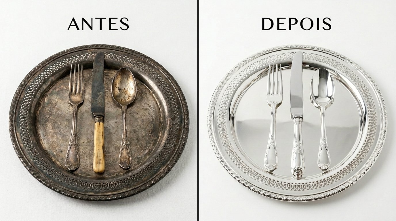 Antes e depois: restauração com banho de prata